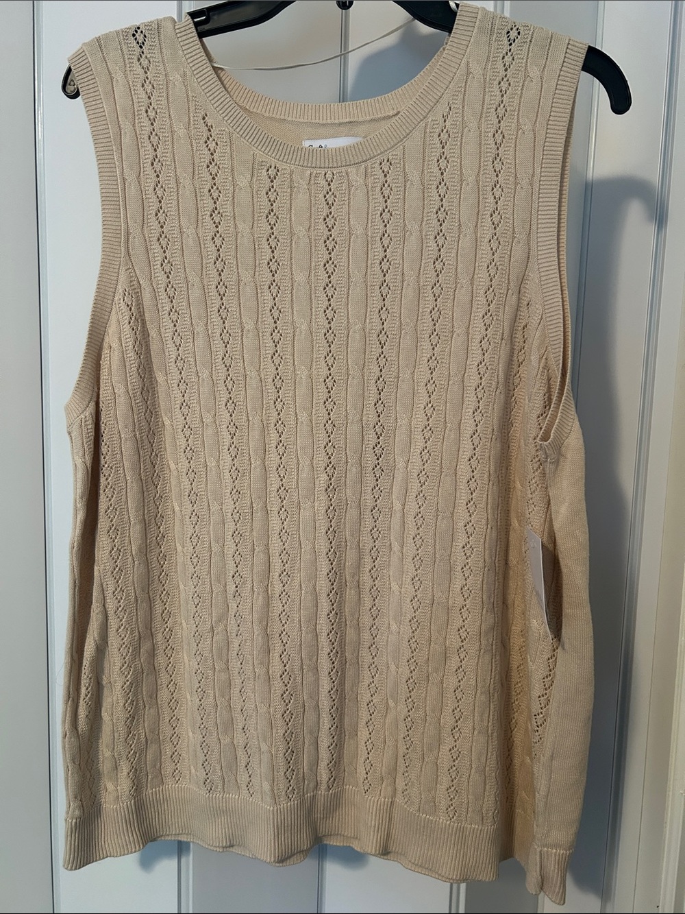 croft & barrow Cream Cable-Knit Cold-Shoulder Tank Top